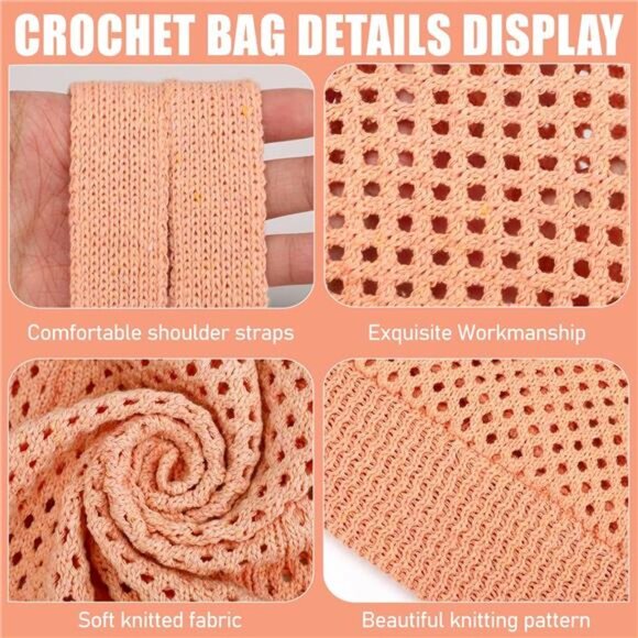 Crochet Beach Bag for Women – Boho Knit Tote with Vintage Aesthetic - Picture 6 of 7